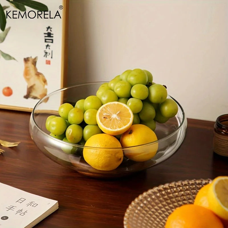 KEMORELA Glass Fruit Bowl – Stackable Footed Kitchen Decor Glass Fruit Bowl Axl