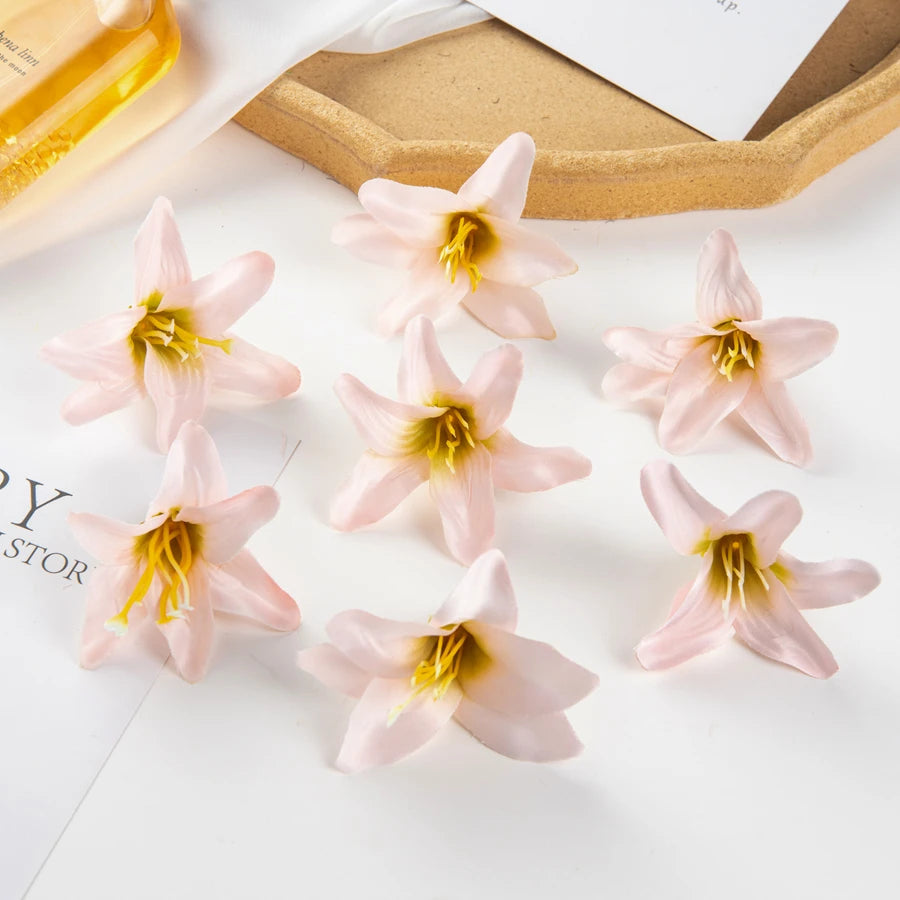Silk Lily Artificial Flowers 10/20 Pcs – Wedding & Home Decor Artificial Silk Flowers Axl Light Pink 10 pcs