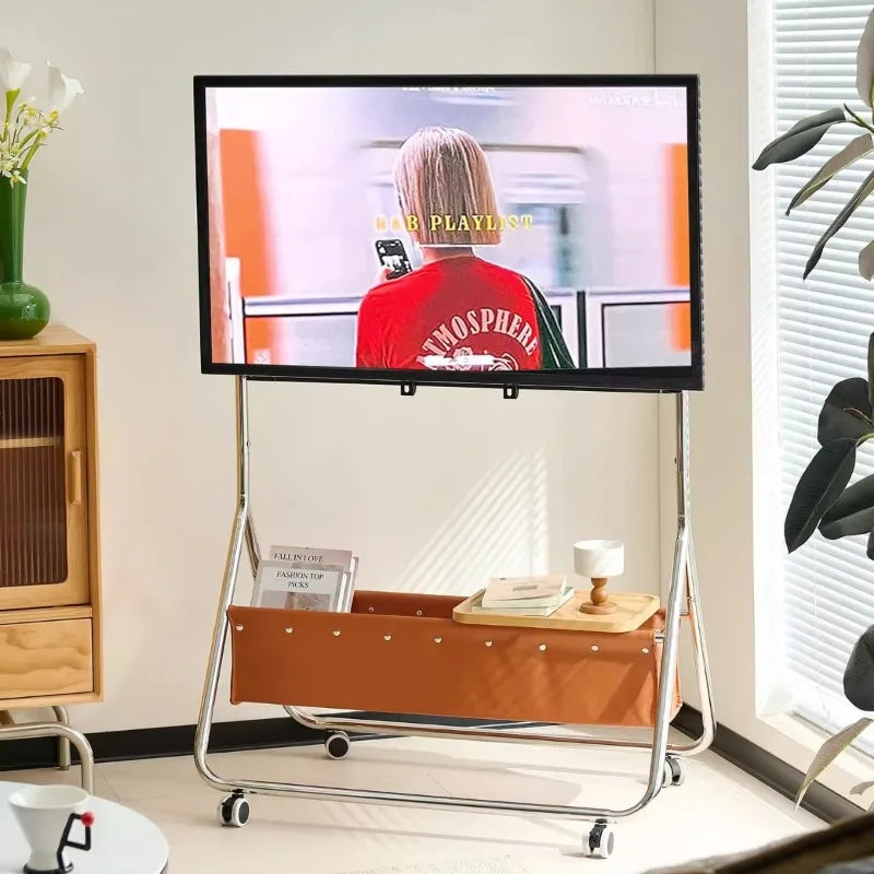 Nordic TV Stand – Stainless Steel Storage Rack with Wheels TV Stand Axl