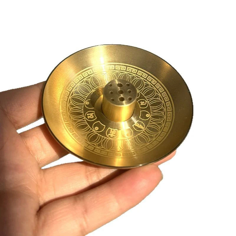 Round 9-Hole Brass Incense Holder Tray – Yoga & Meditation Incense Holder Tray Axl