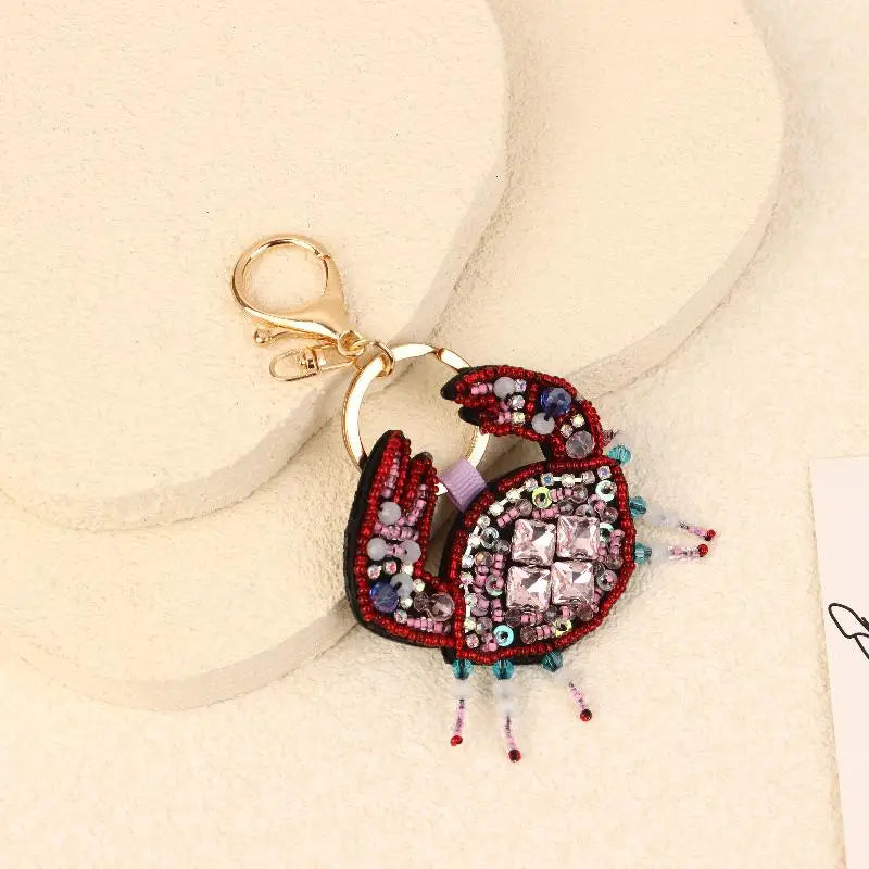 Rhinestone Beaded Bag Charm – Lobster Crab Turtle Pendant Bag Charm Pendant Axl 03