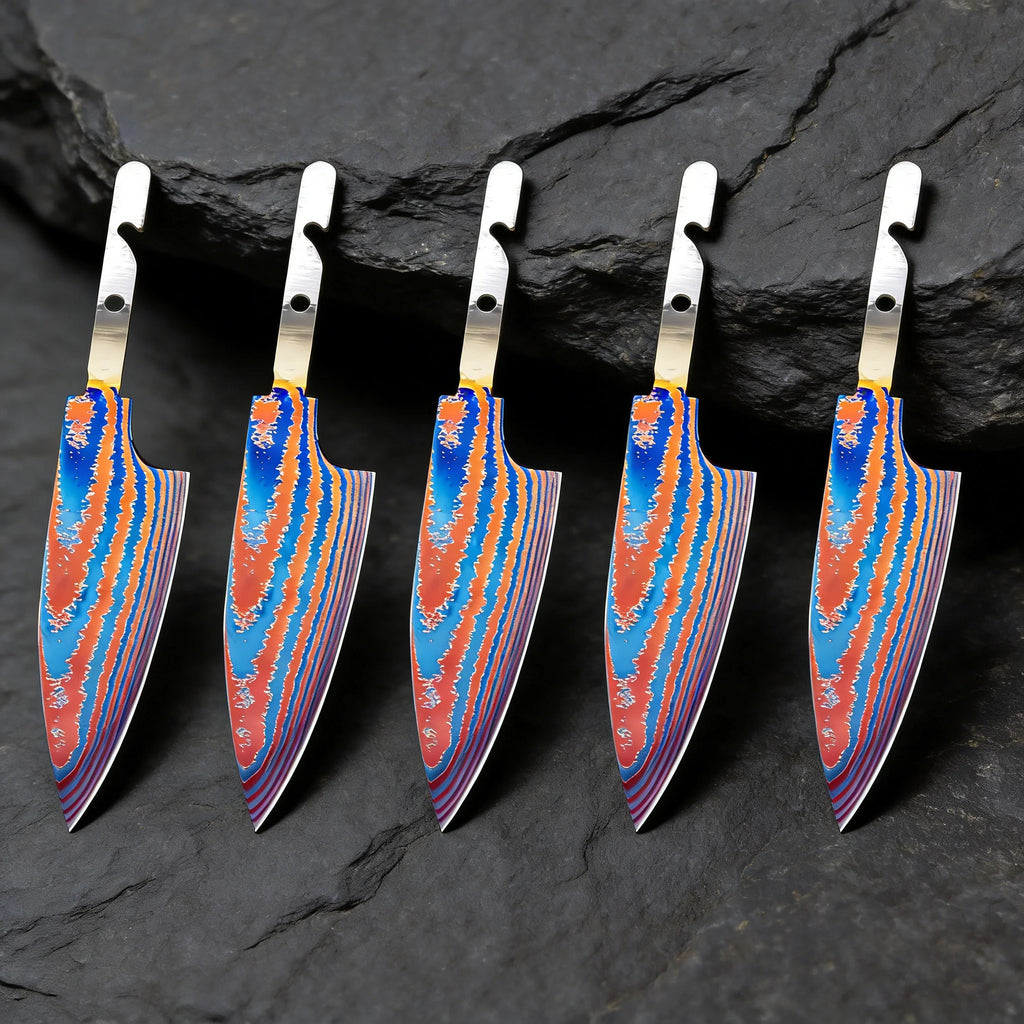 Hand Forged Titanium Damascus Blank Blade Fruit Knife – No Handle Blank Blade Knife Axl