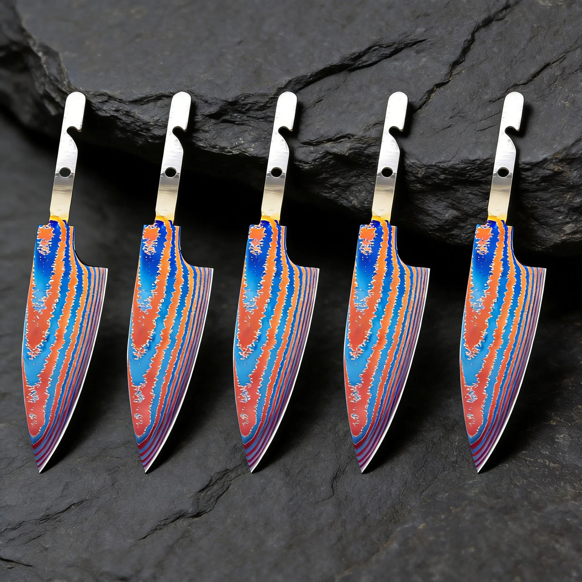 Hand Forged Titanium Damascus Blank Blade Fruit Knife – No Handle Blank Blade Knife Axl