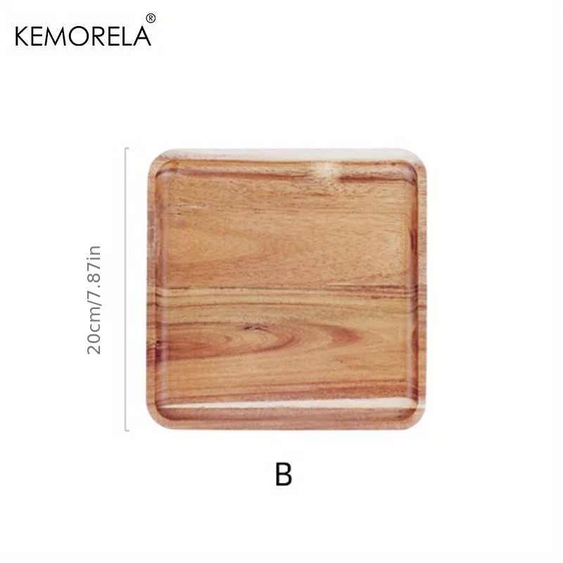 KEMORELA Acacia Wood Serving Tray – Tea, Coffee & Dessert Wood Serving Tray Axl B