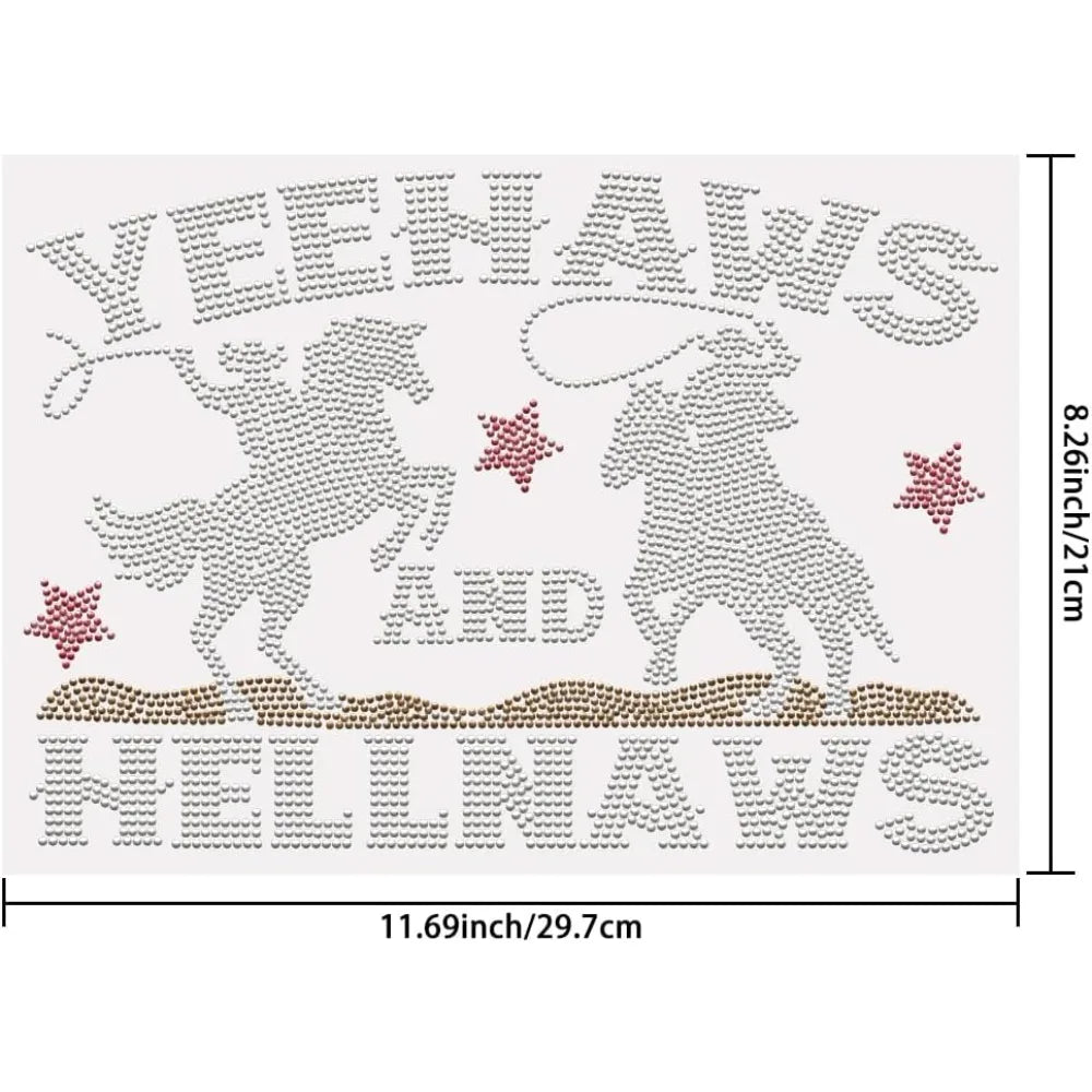 Glass Rhinestone Iron-On Patch – Cowboy Design 29.7x21cm Iron-On Rhinestone Patch Axl