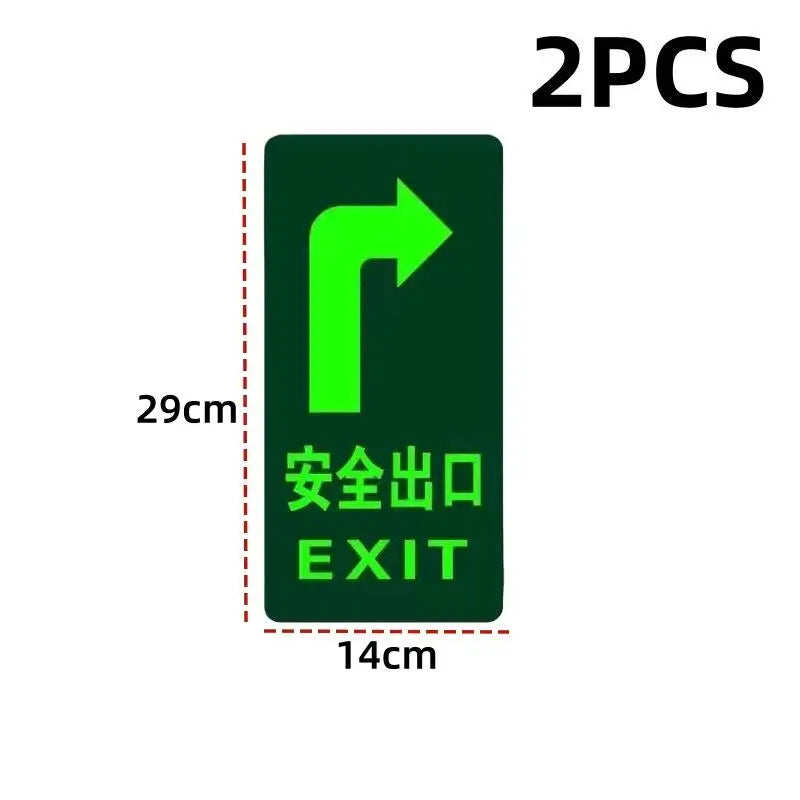 Glow in the Dark Exit Floor Stickers – Evacuation Signs 2/6 Pack