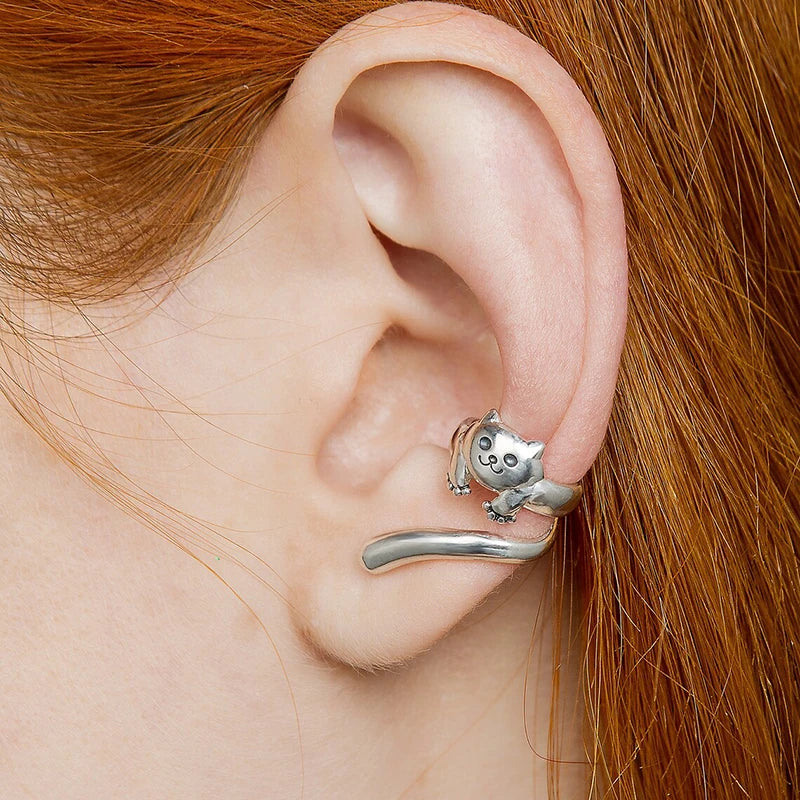 Huitan Cat Clip-On Ear Cuffs – Trendy Cartilage Earrings Clip-On Earrings Axl