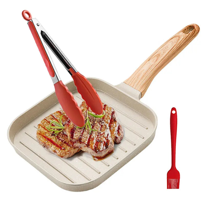 PGY 19cm Nonstick Square Grill Pan | All Stovetop Skillet Nonstick Grill Pan Axl