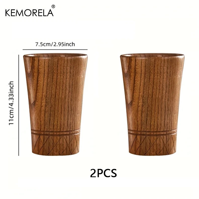 Handmade Natural Wooden Tea Cup – Japan Style Drinkware Wooden Drinkware Cup Axl 2PCS 250ml