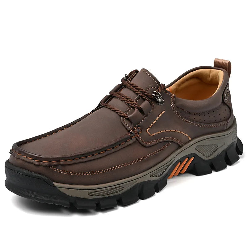 Men's Retro Leather Loafers – Breathable Slip-On Casual Shoes Men's Leather Loafers Axl Dark Brown-2 49