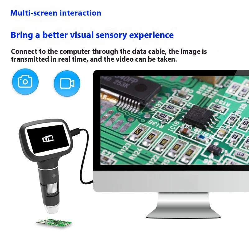 Digital Microscope 1600X Magnification – 2MP 2.4" Screen Digital Inspection Microscope Axl