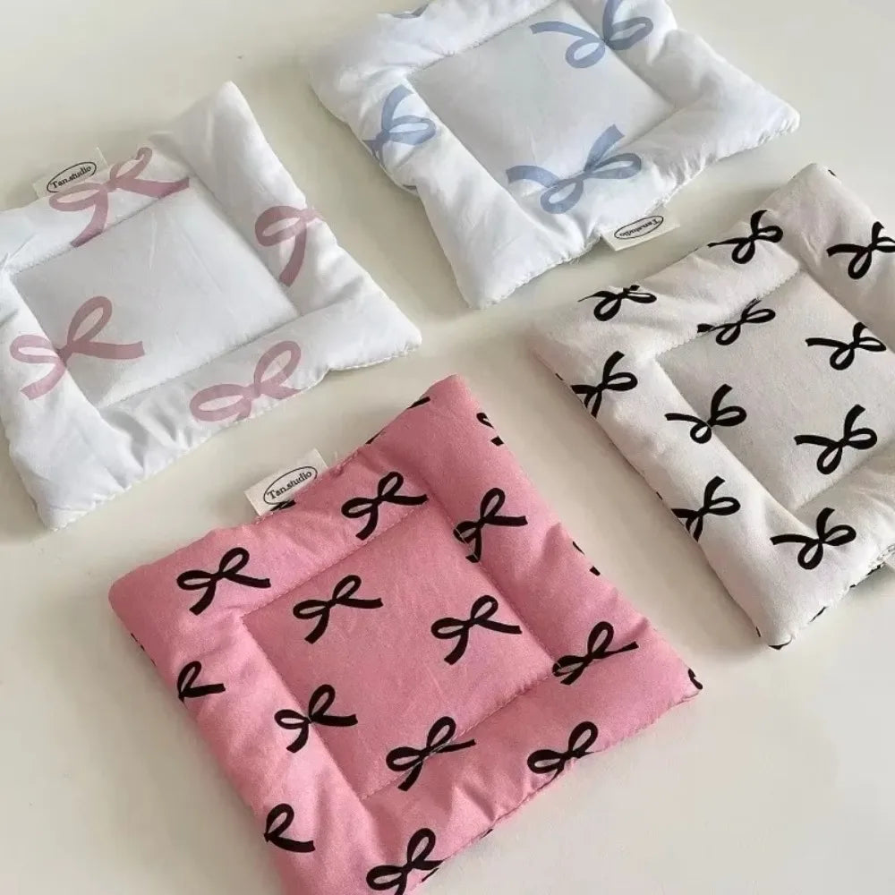 Korean Bow Cotton Coaster – Double-Sided Fabric Mat & Key Tray Cotton Coaster Mat Axl