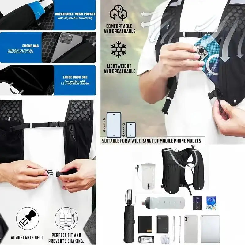 Lightweight Reflective Hydration Running Vest & Phone Holder Hydration Running Vest Axl