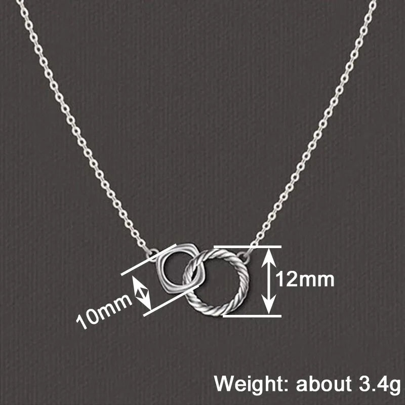 Huitan Linked Circle Pendant Necklace | Geometric Women's Jewelry Pendant Necklace Axl