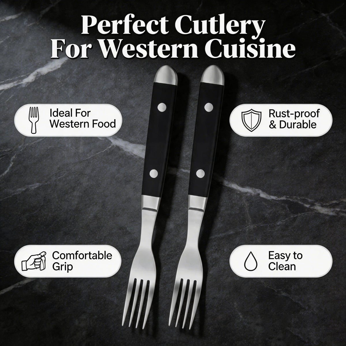 Stainless Steel Steak Fork Set – 1 to 8 Pieces | BBQ & Dining Steak Fork Set Axl
