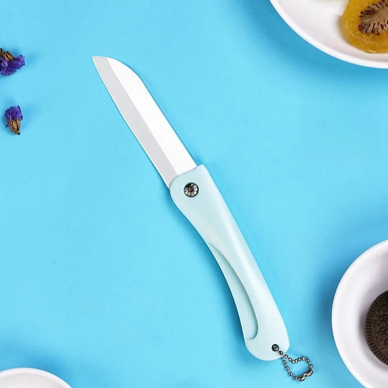 Folding Ceramic Fruit Knife – Portable Paring Knife with Sleeve Ceramic Paring Knife Axl Blue