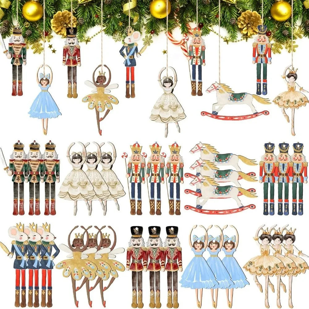 20 Pcs Wooden Christmas Tree Ornaments – Cartoon Pendant Set Christmas Ornament Set Axl