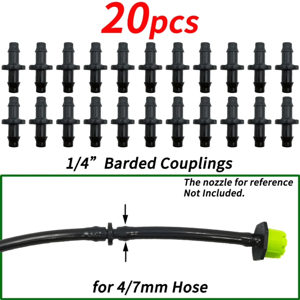 1/4" Barbed Straight Connectors for 4/7mm Drip Irrigation Hose Drip Irrigation Fittings Axl