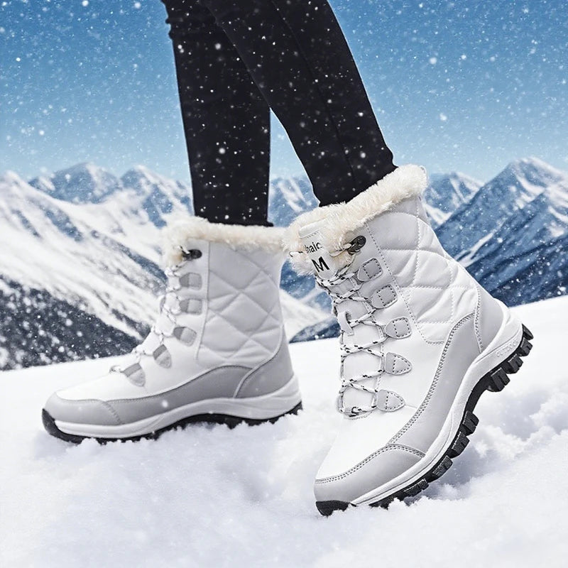 AZGB Women's Waterproof Winter Snow Boots – Warm Lace-Up Women's Snow Boots Axl