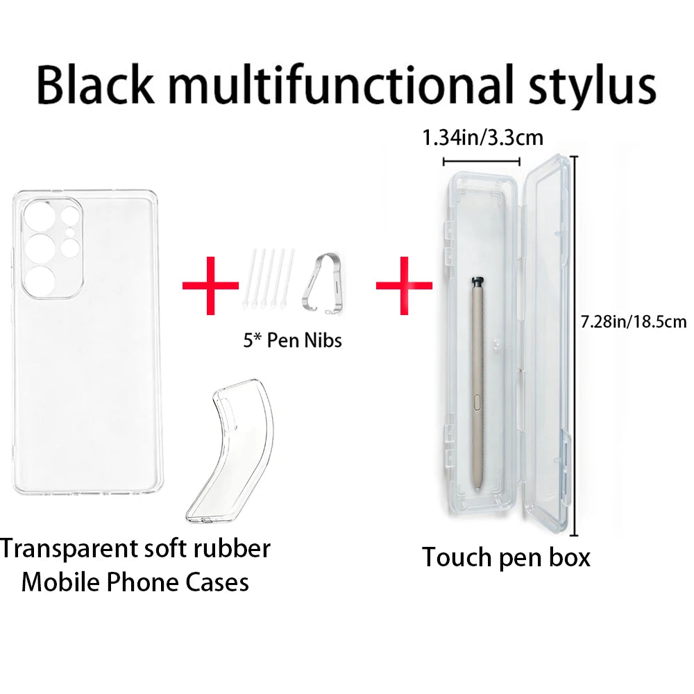 Samsung Galaxy S25 Ultra S Pen Stylus + Nibs + Clear TPU Case Kit Phone Accessories Kit Axl Black