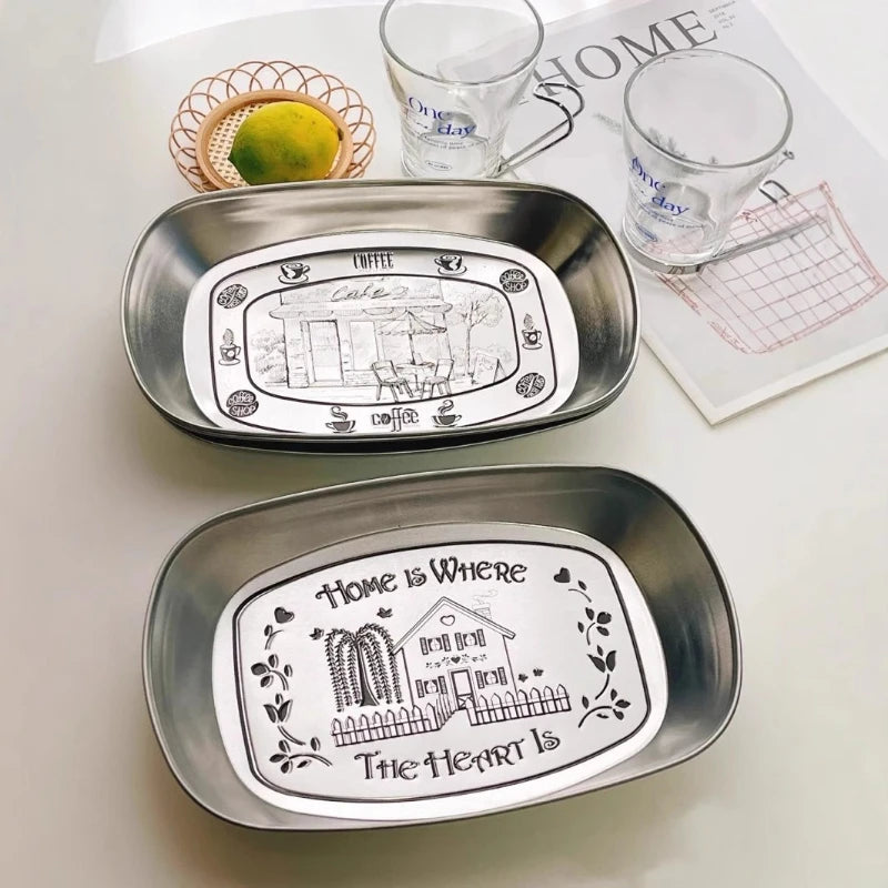 European Retro Stainless Steel Snack & Fruit Serving Tray Serving Tray Axl