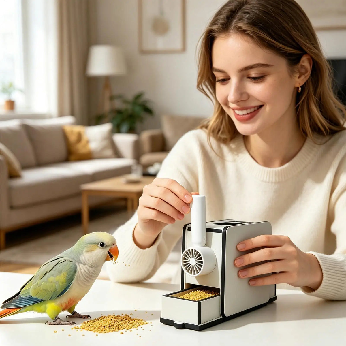 Wooden Rechargeable Bird Feed Shell Blower | Parrot Seed Cleaner Bird Feed Cleaner Axl