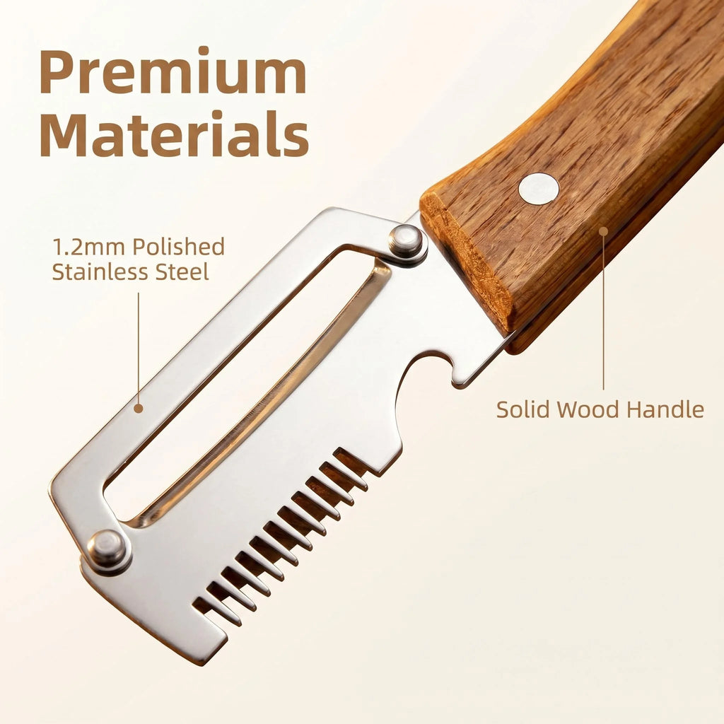 2-Piece Oak Handle Fruit & Vegetable Peeler Set | Stainless Steel Kitchen Peeler Set Axl