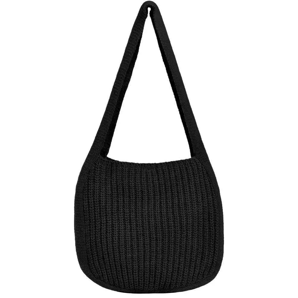 Women's Large Crochet Tote Bag – Hollow Woven Shoulder Handbag Woven Tote Bag Axl Black