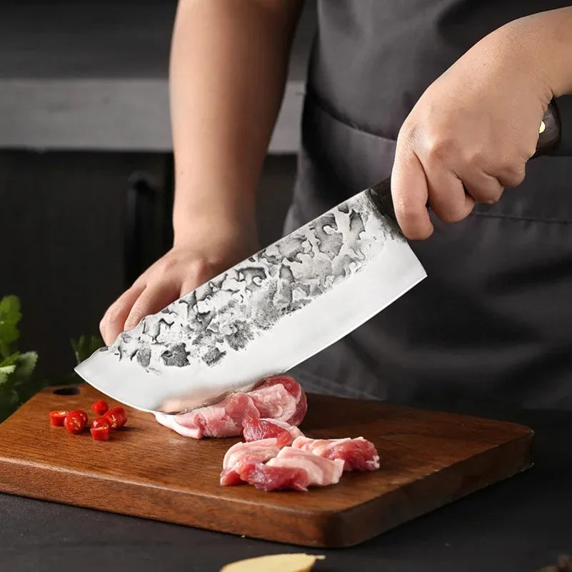 Handmade Stainless Steel Cleaver Knife – Wood Handle | InLeung Cleaver Knife Axl