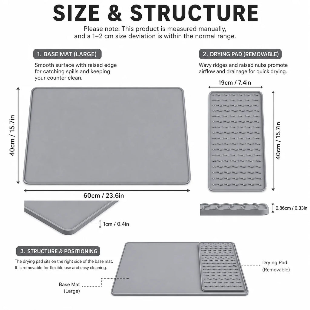 Silicone Coffee Mat Set 2-in-1 – Spill-Proof Countertop Protector Silicone Kitchen Mat Axl
