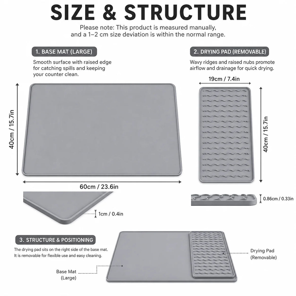 Silicone Coffee Mat Set 2-in-1 – Spill-Proof Countertop Protector Silicone Kitchen Mat Axl