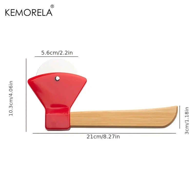 KEMORELA Pizza Cutter Axe – Stainless Steel & Wooden Handle Pizza Cutter Axl