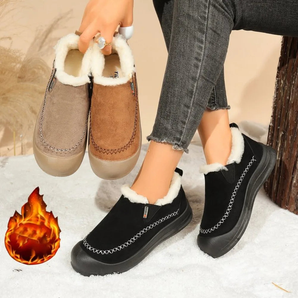 Women's Slip-On Plush Snow Boots – Warm Winter Ankle Boots Women's Snow Boots Axl