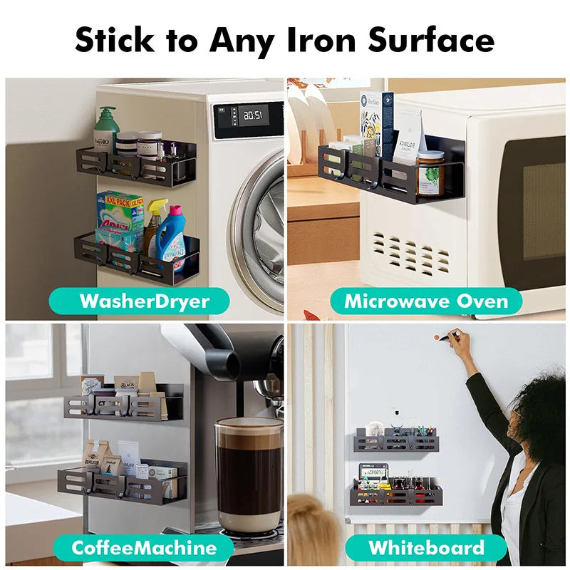 Magnetic Side Shelf for Fridge & Microwave – No Drill Storage Magnetic Storage Shelf Axl