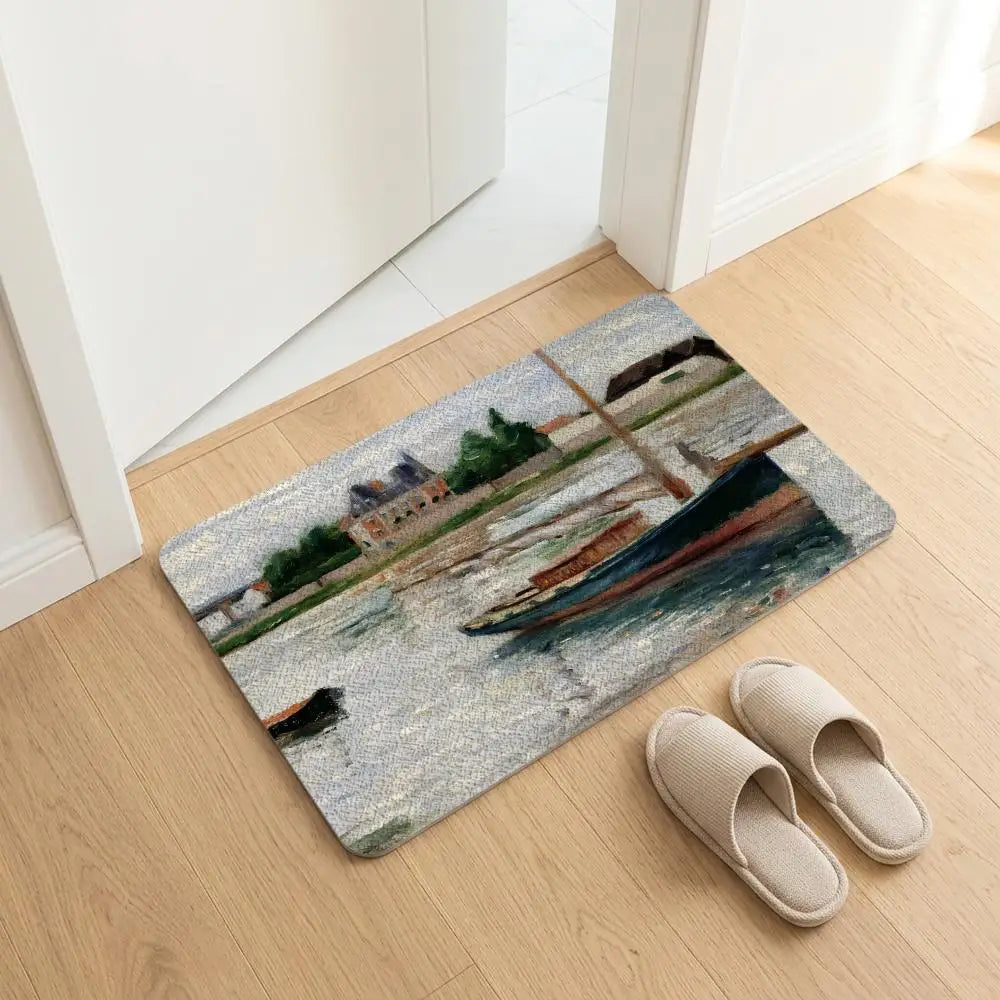 Diatomite Bath Mat – Quick Dry Anti-Slip Caillebotte Art Design Diatomite Bath Mat Axl White1 30x45cm