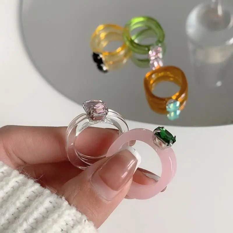 Colorful Zircon Resin Ring – Sweet Fashion Jewelry Gift Fashion Ring Axl