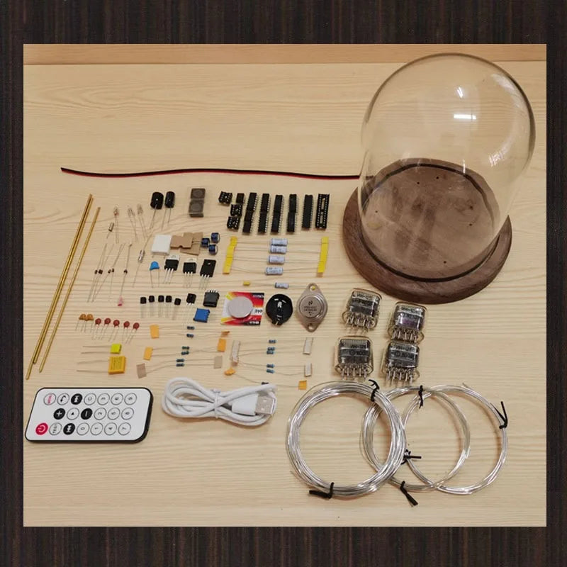 IN-12 Nixie Tube Clock DIY Kit – Retro Wood Desk Clock DIY Nixie Tube Clock Axl Walnut wood