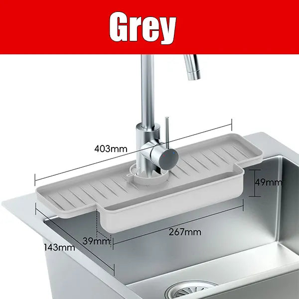 Silicone Sink Faucet Splash Guard Mat & Sponge Holder Sink Splash Guard Axl Grey