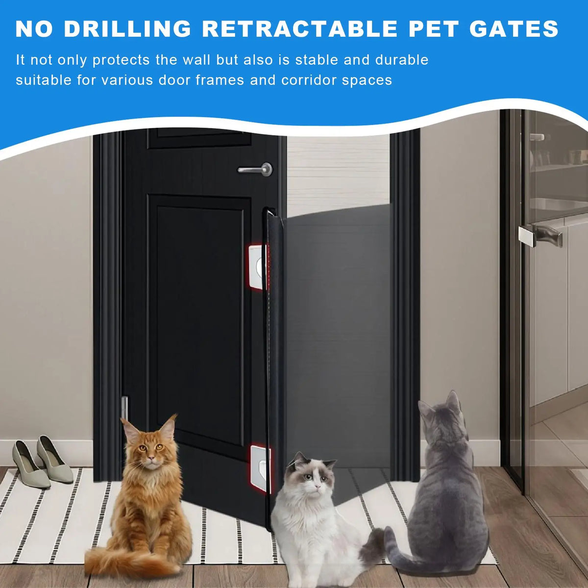 Retractable Mesh Pet Gate – No-Drill Door & Stair Barrier Retractable Pet Gate Axl