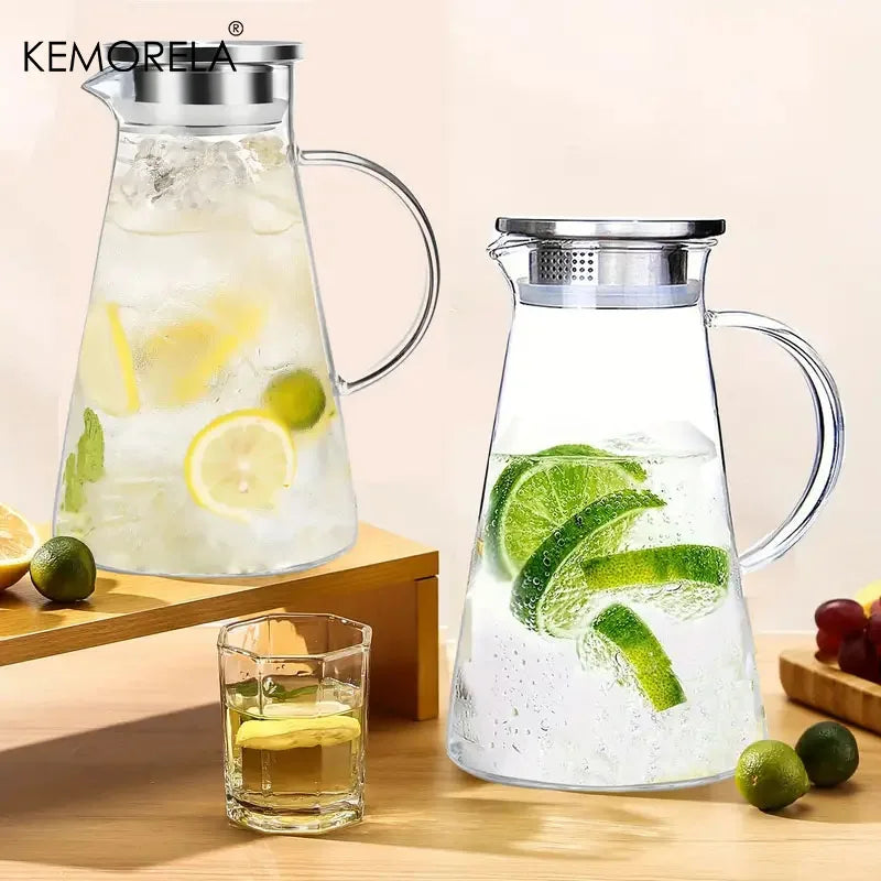 KEMORELA Large Glass Water Jug with Handle – Heat-Resistant Glass Water Jug Axl