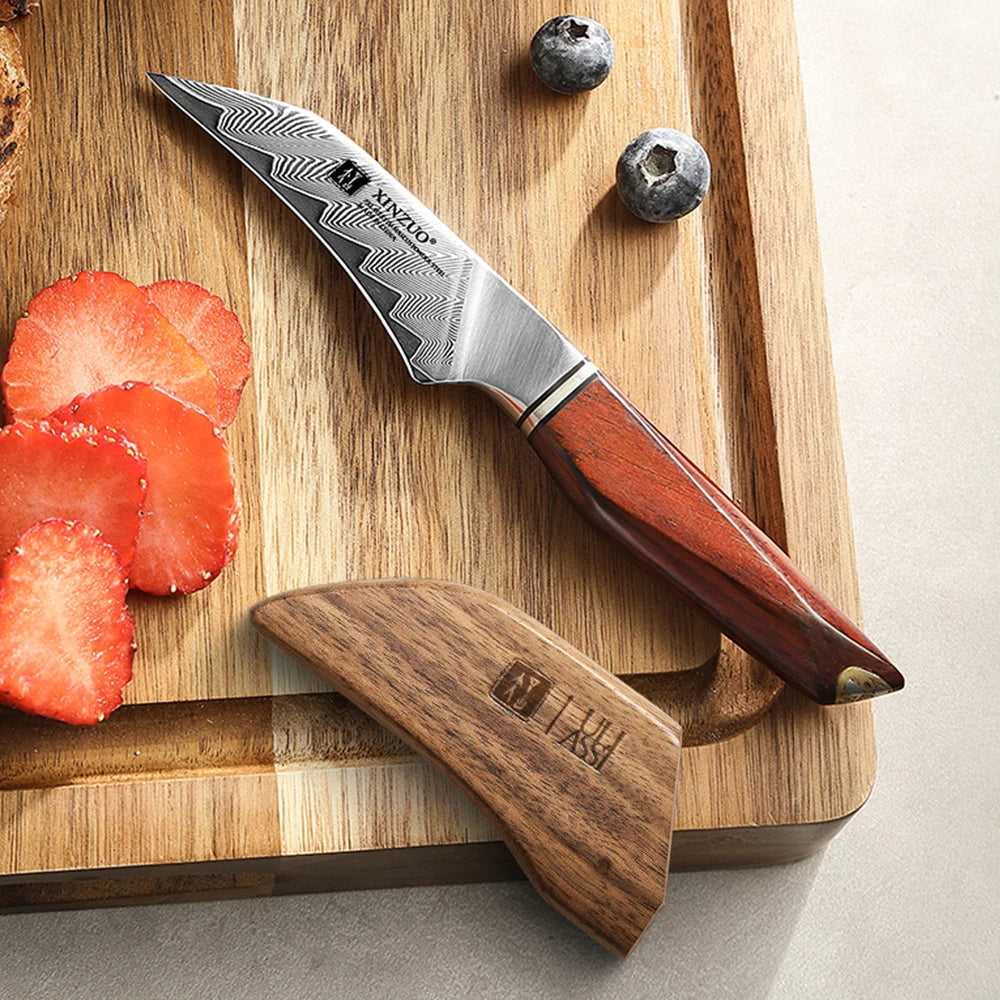 XINZUO 73-Layer Damascus Paring Knife – Rosewood Handle Damascus Paring Knife Axl