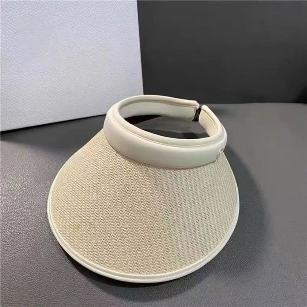 Women's Open Top Straw Sun Hat – UV Protection Wide Brim Wide Brim Sun Hat Axl C