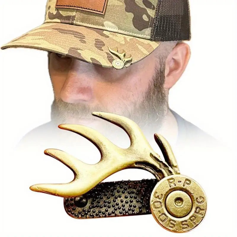 Brass Antler Hat Clip – Handcrafted Metal Brim Clip for Hunters Hat Brim Clip Axl 1pc