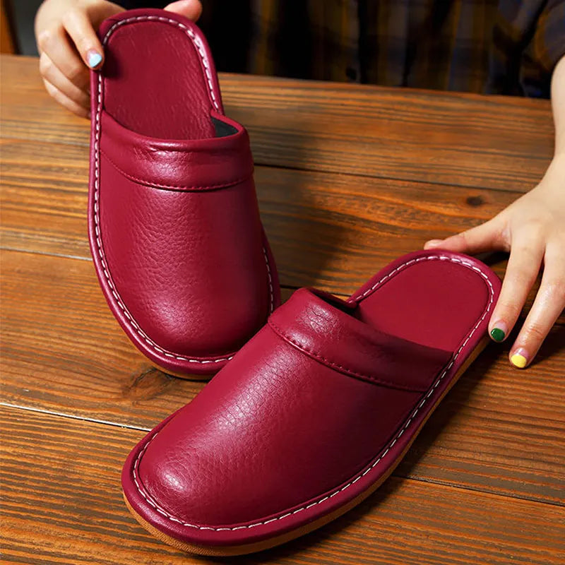 Lorilury Unisex Indoor Leather Slippers – Flat Mule House Shoes Indoor House Slippers Axl Rose 45-46