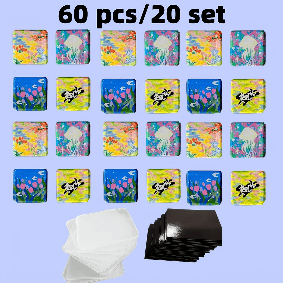 60-Piece Handmade Acrylic Fridge Magnets – Creative 20-Set Kit Refrigerator Magnets Axl 60PCS-20SET