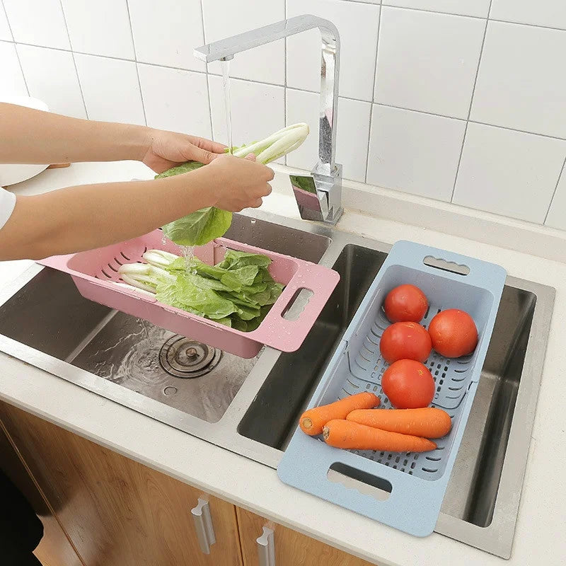 Adjustable Sink Drain Basket – Extendable Colander & Drying Rack Sink Drain Basket Axl