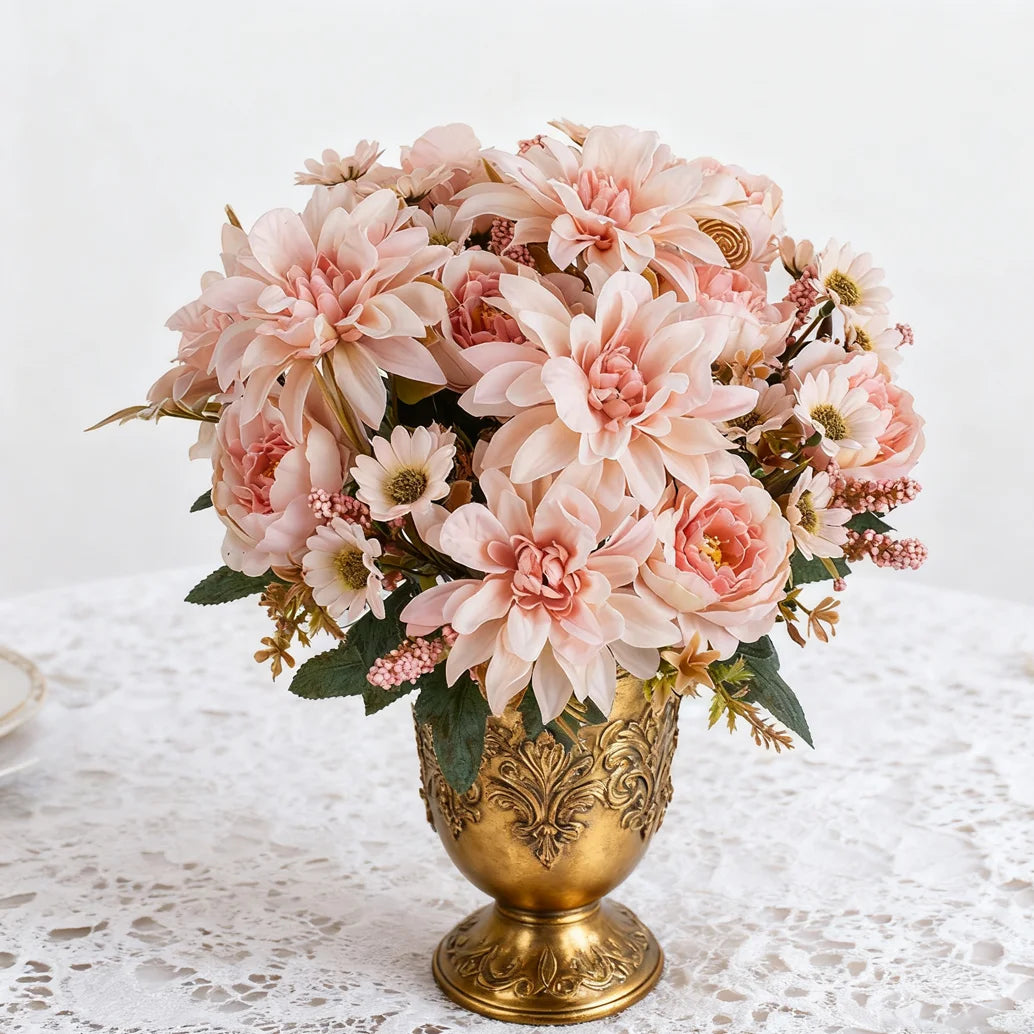 Silk Dahlia Rose Artificial Flowers for Wedding & Home Decor Artificial Silk Flowers Axl