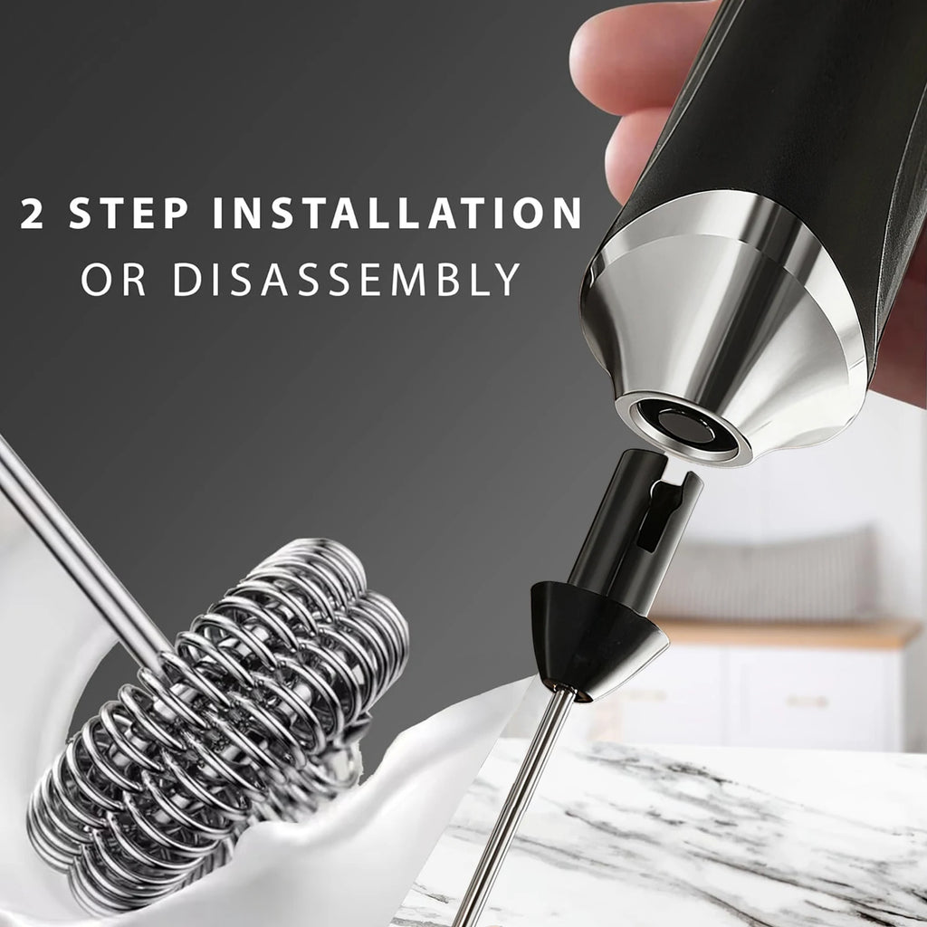 Rechargeable Milk Frother Wand with Stand – 12000 RPM Milk Frother Wand Axl