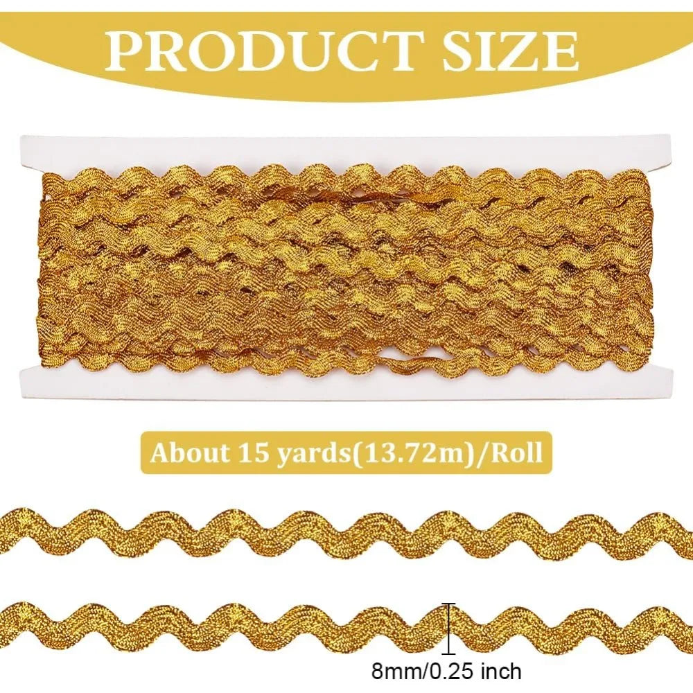 15 Yards Wavy Fringe Trim Ribbon – Goldenrod Polyester Lace Sewing Trim Ribbon Axl