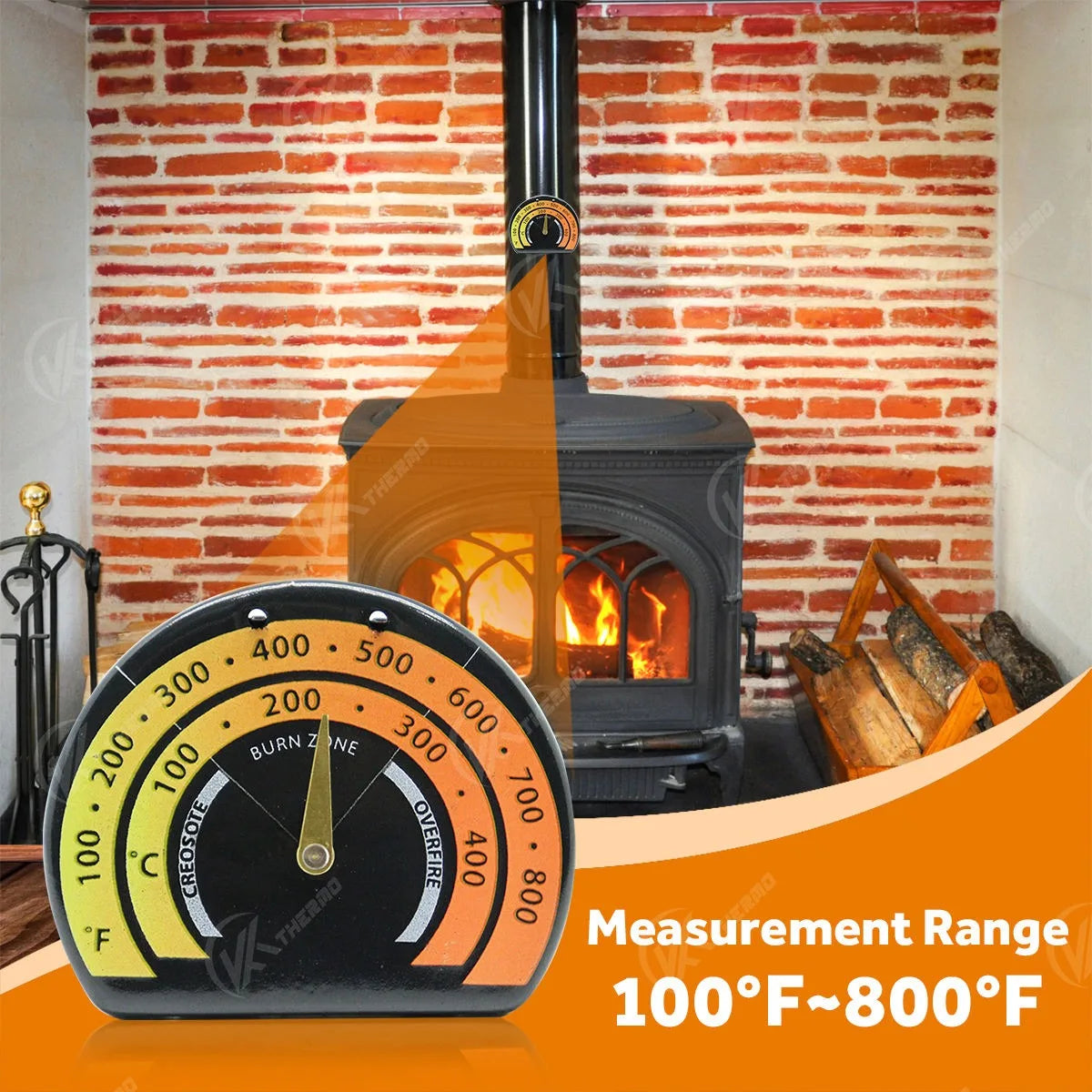 Magnetic Stove Thermometer for Wood Burning & Pellet Stoves Stove Thermometer Axl